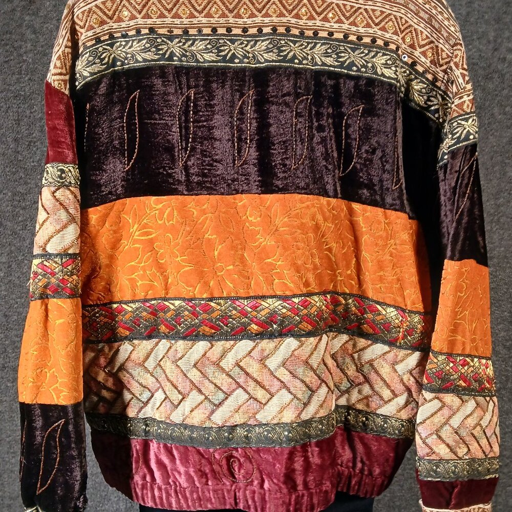 Modi Denim Patchwork Velvet Jacket – Boho Artisan… - image 2